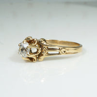 Squoval Old Mine Cut Diamond in Delightful Belcher Ring