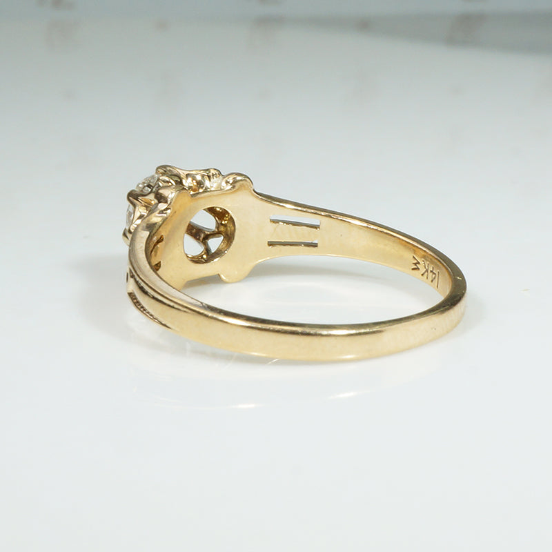 Squoval Old Mine Cut Diamond in Delightful Belcher Ring