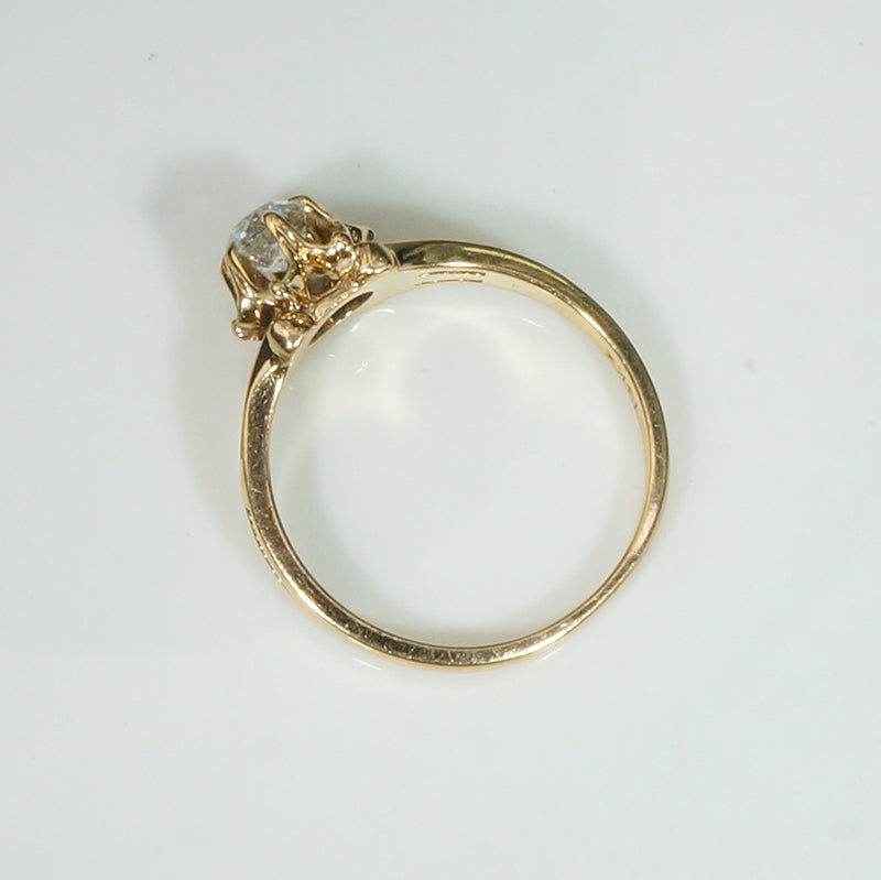 Squoval Old Mine Cut Diamond in Delightful Belcher Ring