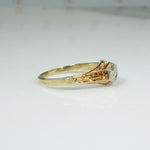 Tiny Engraved Art Deco Diamond Solitaire Ring