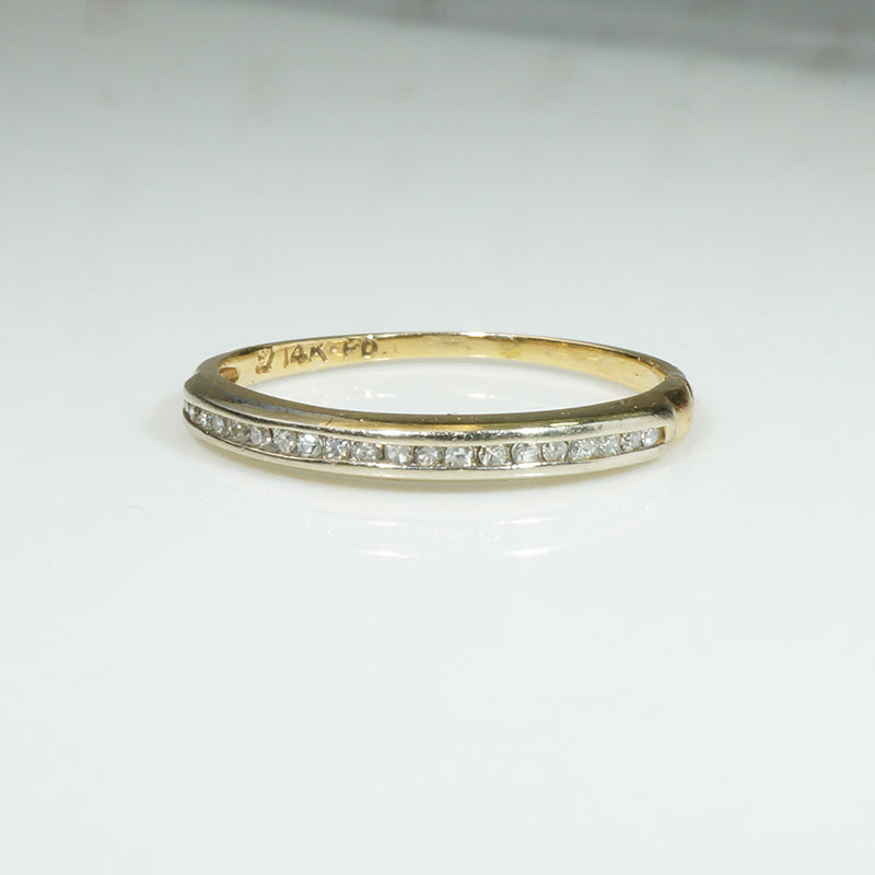 Slender Palladium & Gold Channel Set Diamond Band