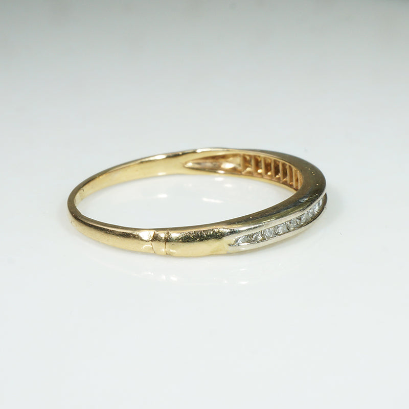Slender Palladium & Gold Channel Set Diamond Band