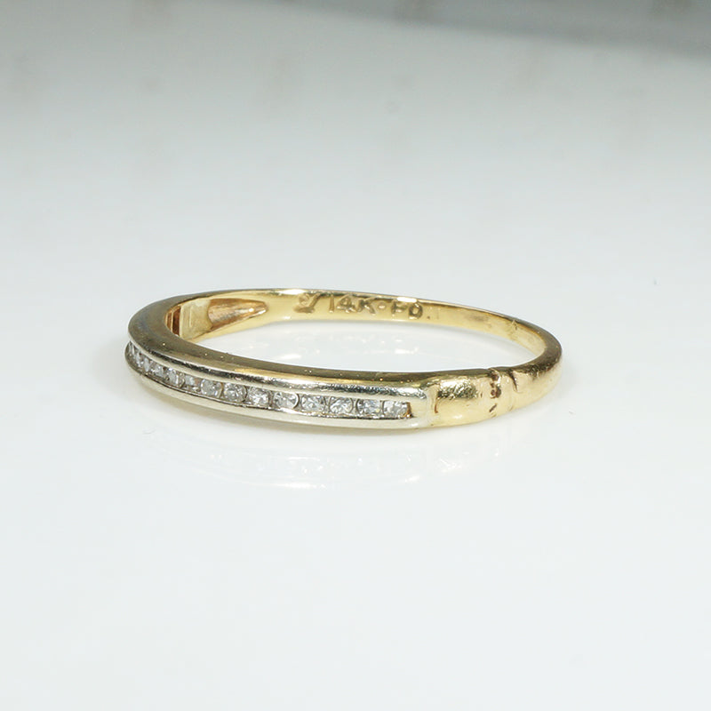 Slender Palladium & Gold Channel Set Diamond Band