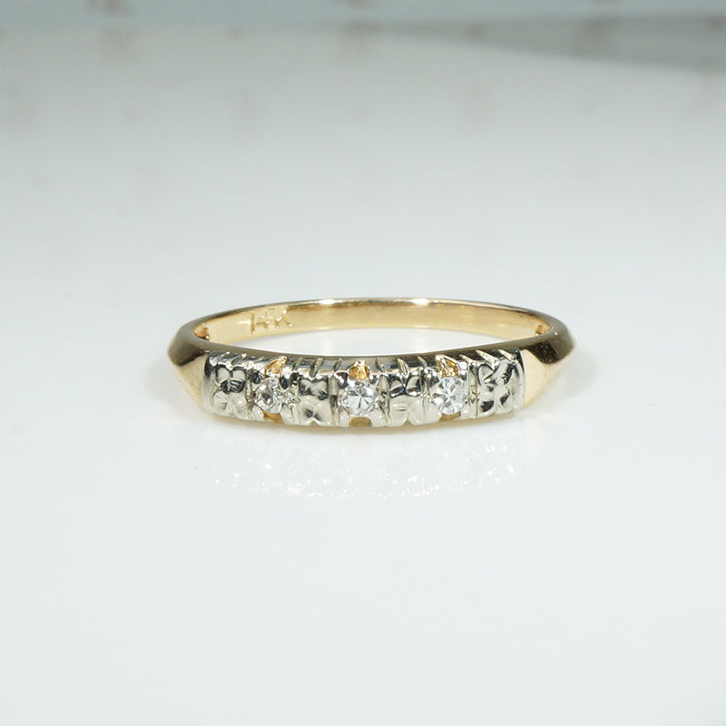 Diamonds & Forget-Me-Nots Two-Tone Wedding Band