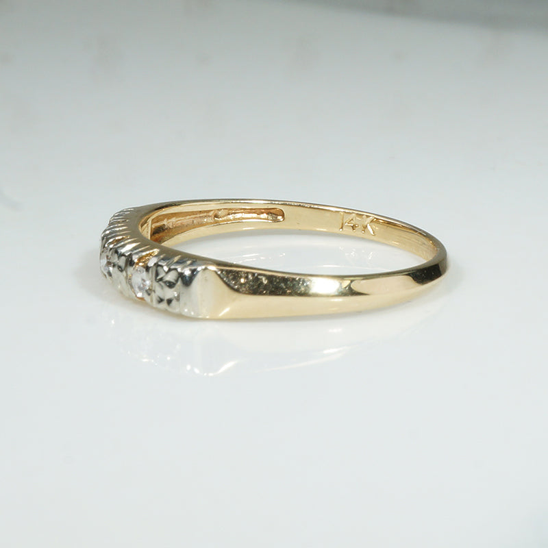 Diamonds & Forget-Me-Nots Two-Tone Wedding Band