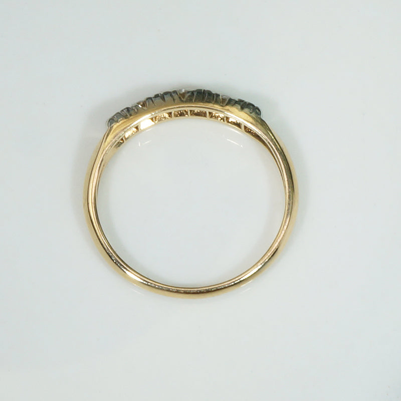 Diamonds & Forget-Me-Nots Two-Tone Wedding Band
