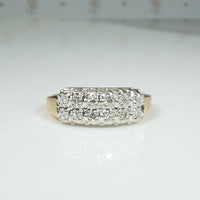 Double Diamond Two-Tone Retro Wedding Band