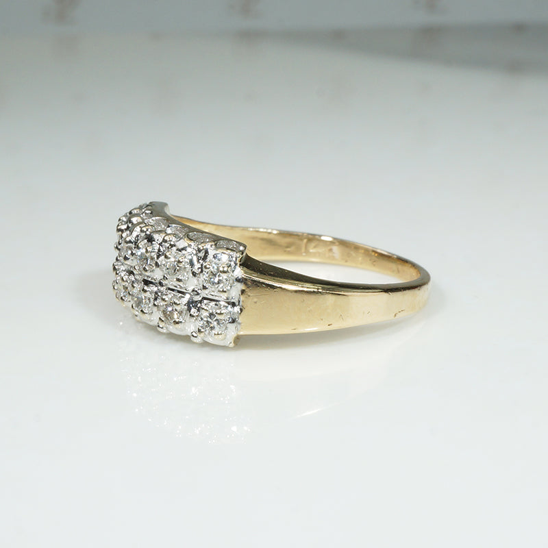 Double Diamond Two-Tone Retro Wedding Band