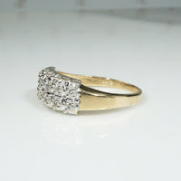 Double Diamond Two-Tone Retro Wedding Band