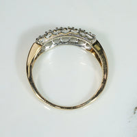 Double Diamond Two-Tone Retro Wedding Band