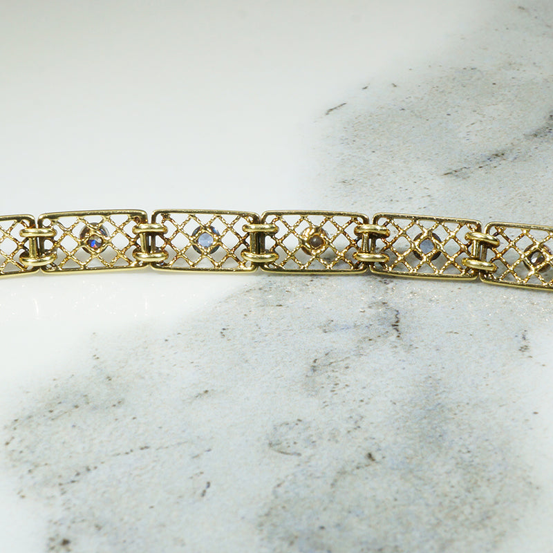 Sapphire & Diamond Lacy Yellow Gold Line Bracelet
