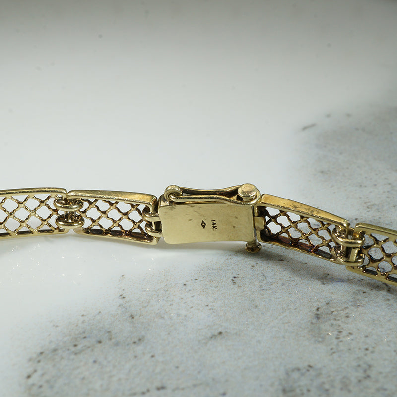 Sapphire & Diamond Lacy Yellow Gold Line Bracelet