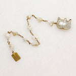 Whimsical Pearl & Gold Kitty Cat Bracelet by A.O. Kopp