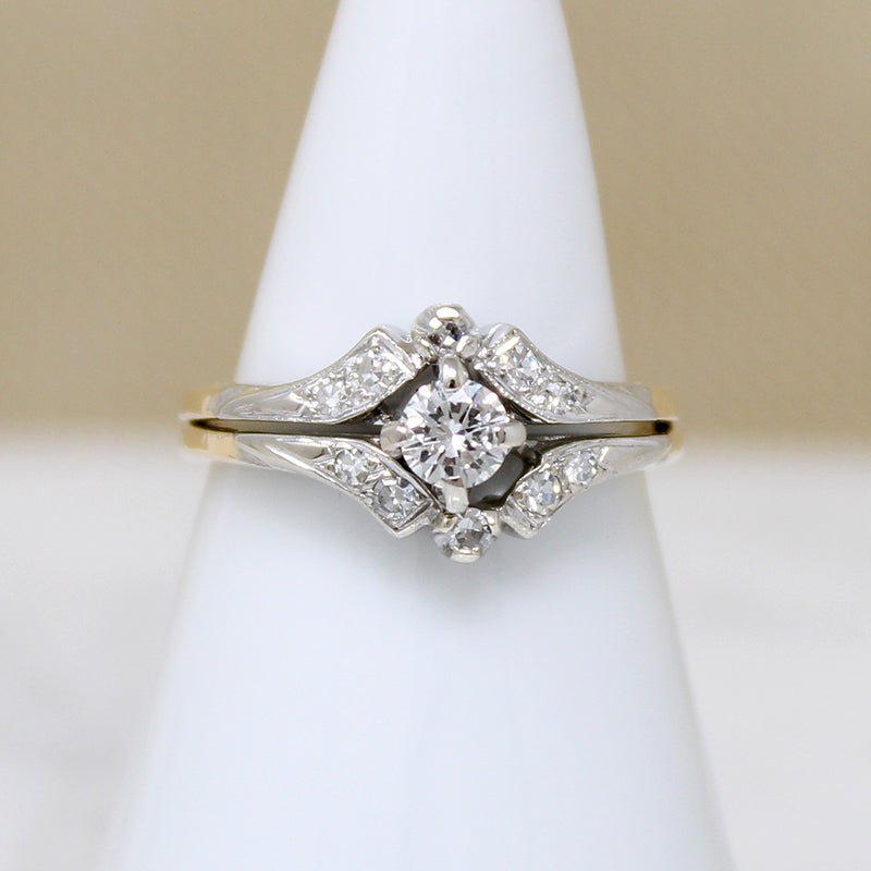 Graceful Two-Tone Gold & Diamond Nested Wedding Set