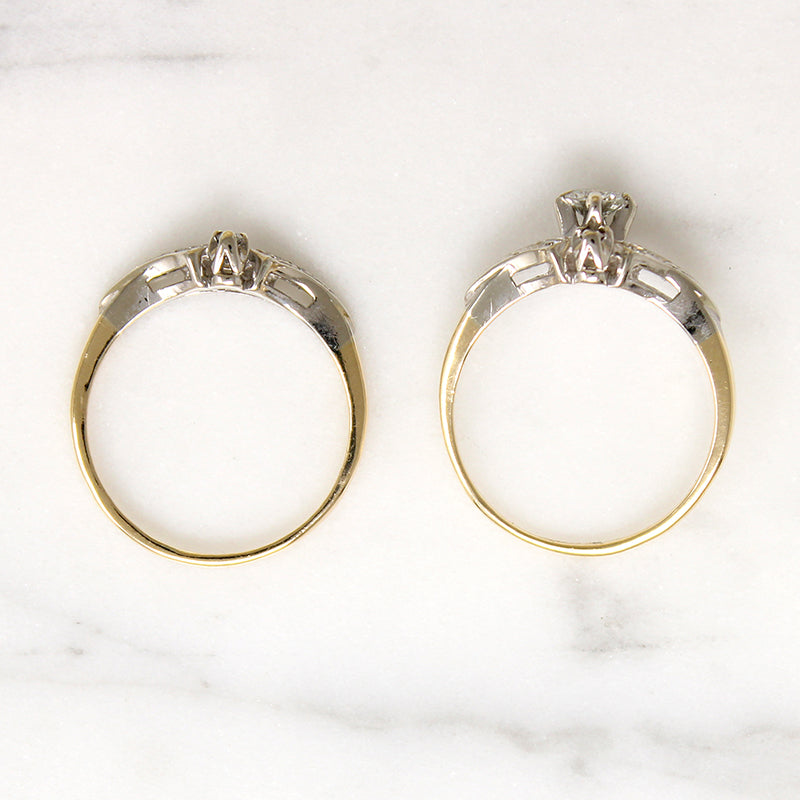 Graceful Two-Tone Gold & Diamond Nested Wedding Set