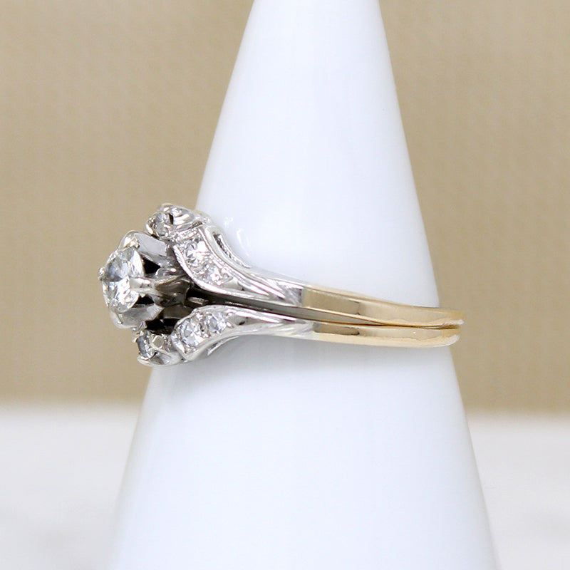 Graceful Two-Tone Gold & Diamond Nested Wedding Set