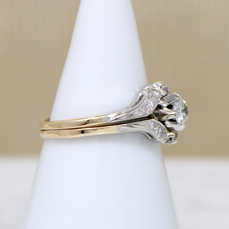 Graceful Two-Tone Gold & Diamond Nested Wedding Set