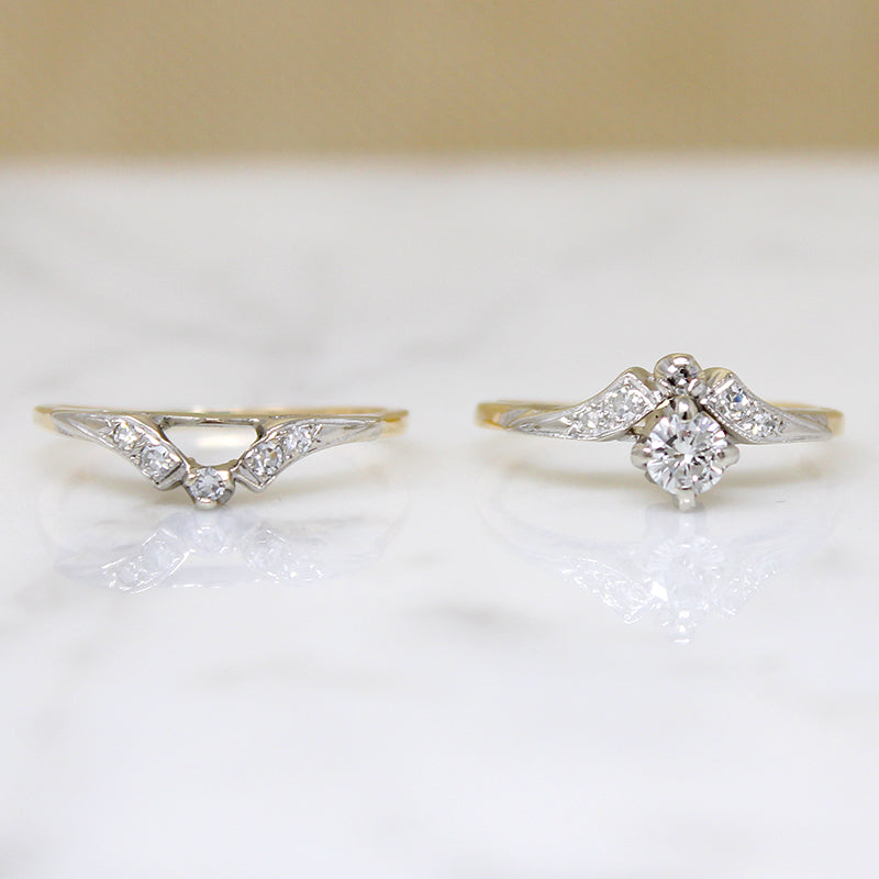 Graceful Two-Tone Gold & Diamond Nested Wedding Set