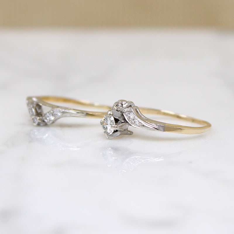 Graceful Two-Tone Gold & Diamond Nested Wedding Set