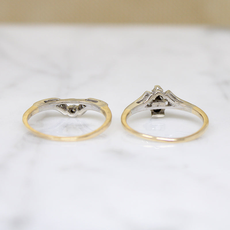 Graceful Two-Tone Gold & Diamond Nested Wedding Set