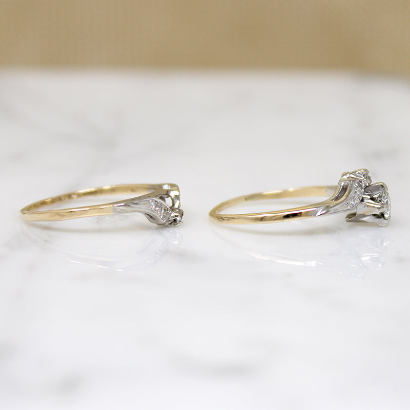 Graceful Two-Tone Gold & Diamond Nested Wedding Set