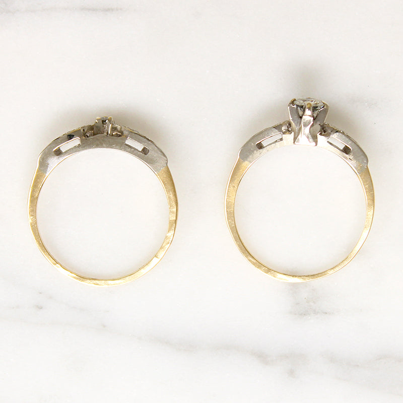 Graceful Two-Tone Gold & Diamond Nested Wedding Set