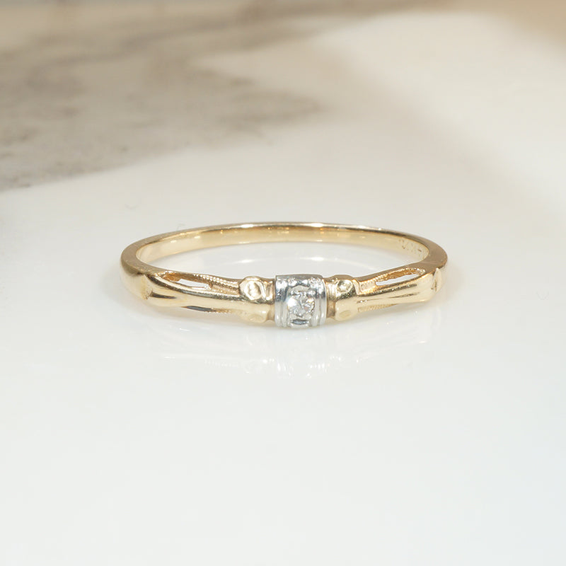 Stylized Dragonfly Two-Tone Diamond Band