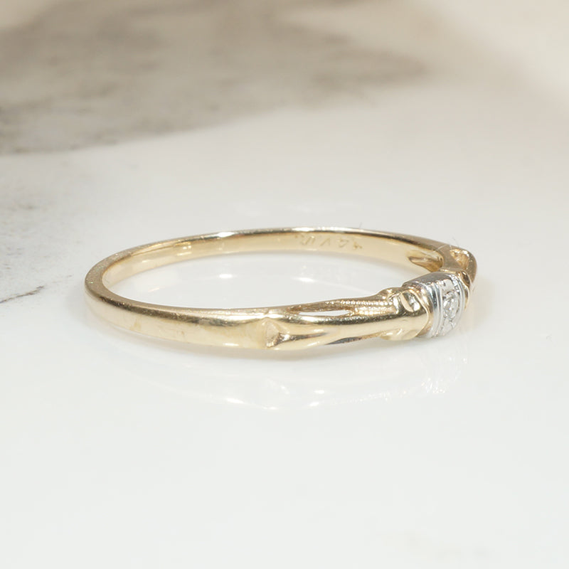 Stylized Dragonfly Two-Tone Diamond Band