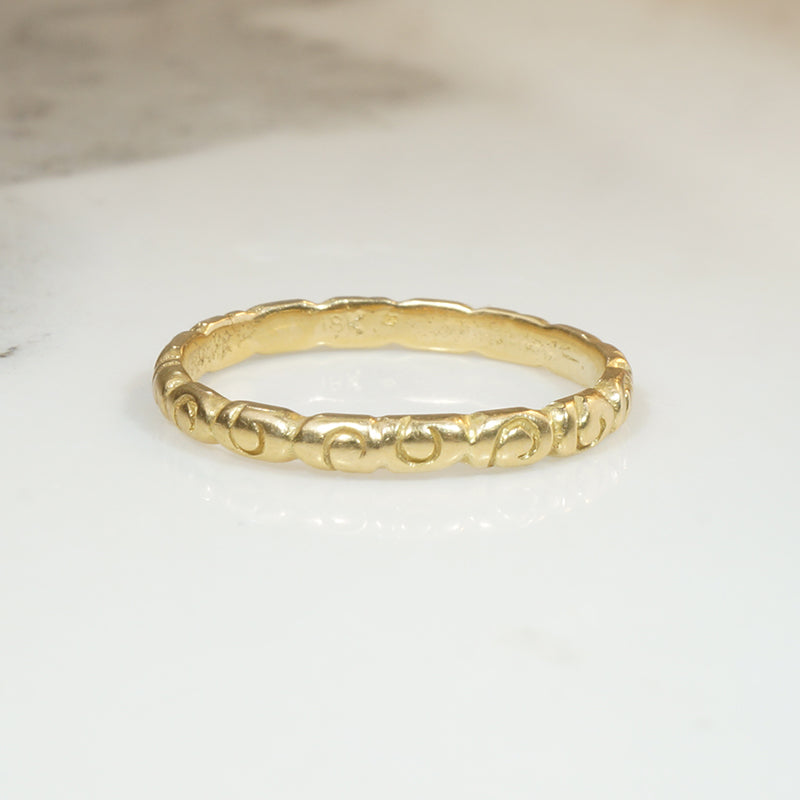 Swirling 18k Yellow Gold Vintage Band