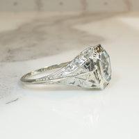 Lacy Deco Filigree Aquamarine Ring