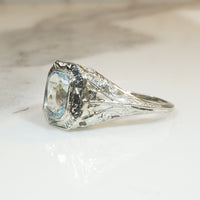 Lacy Deco Filigree Aquamarine Ring