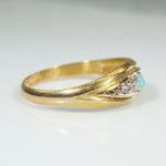 English 18ct Gold "Eye" Band with Opal & Diamond