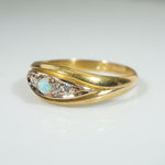 English 18ct Gold "Eye" Band with Opal & Diamond