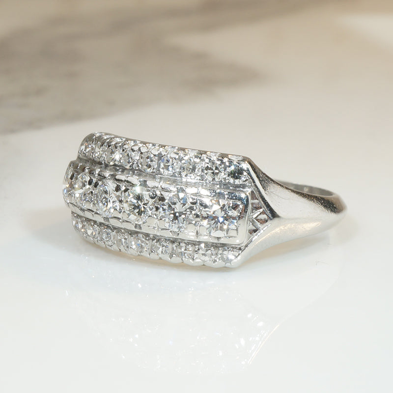 Triple Row Dazzling Diamond Platinum Band