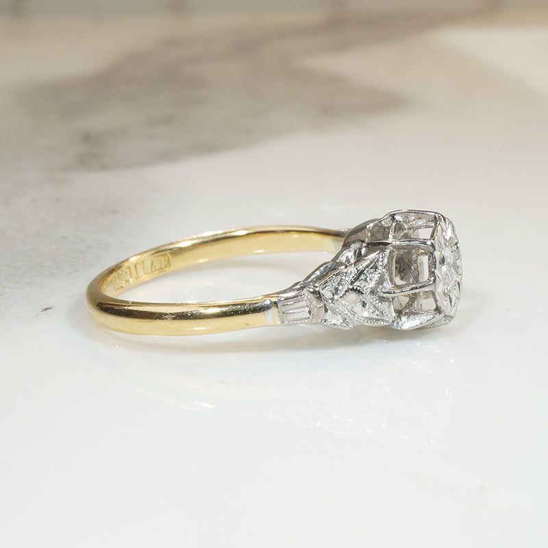 Star Set Diamond Engagement Ring Platinum & 18ct Gold