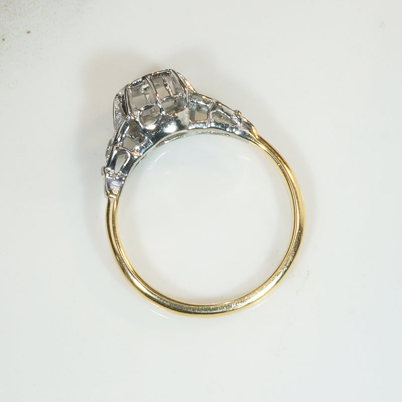 Star Set Diamond Engagement Ring Platinum & 18ct Gold