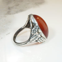 Grapes and Leaves Carnelian Silver Ring