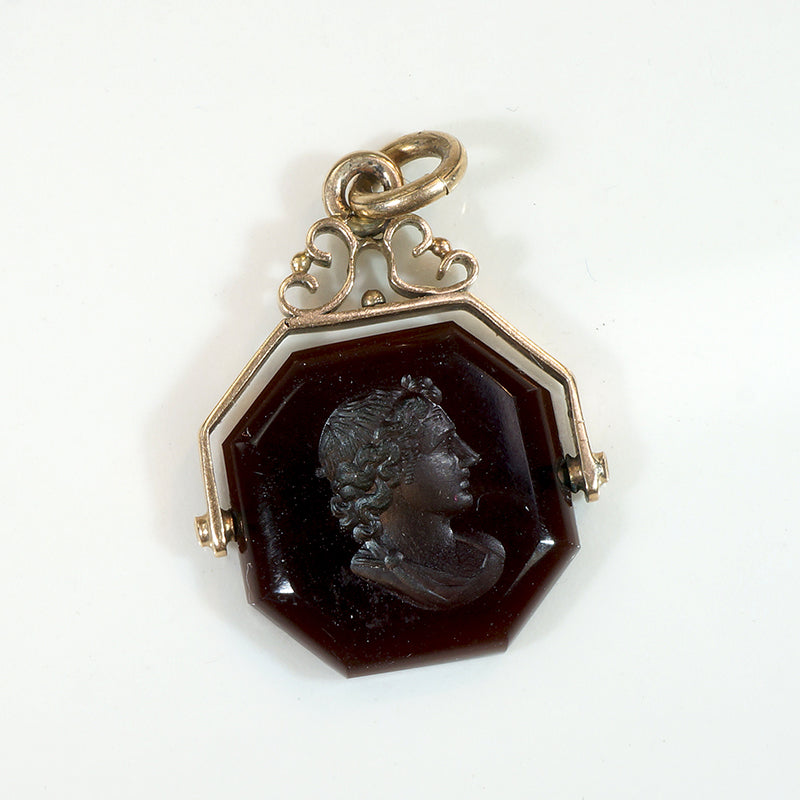 Handsome Youth Intaglio in Gold Spinner Fob