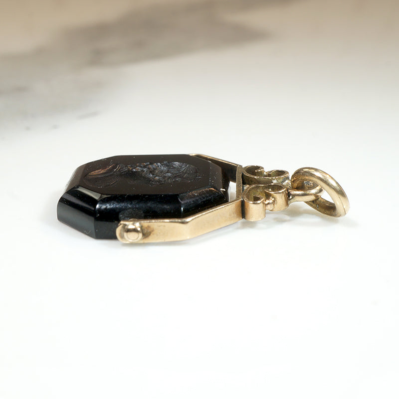 Handsome Youth Intaglio in Gold Spinner Fob