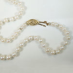 Graduated Pearl Necklace with Gold Filigree Clasp