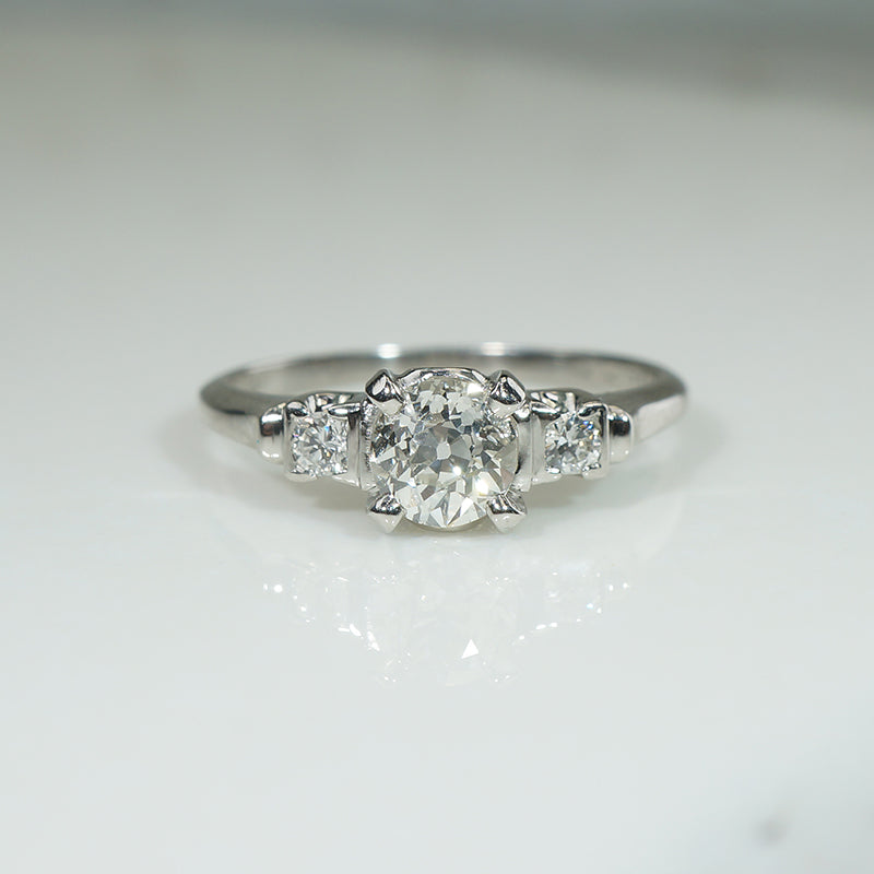 Refined Retro Old Mine Cut Diamond & Platinum Ring