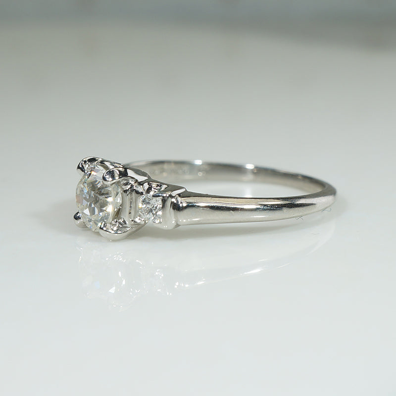 Refined Retro Old Mine Cut Diamond & Platinum Ring