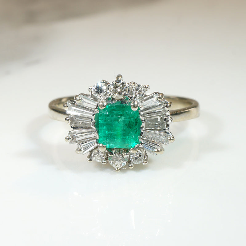Dynamic Emerald & Diamond Ballerina Ring