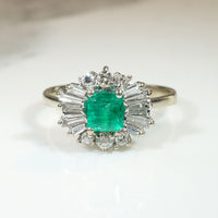 Dynamic Emerald & Diamond Ballerina Ring
