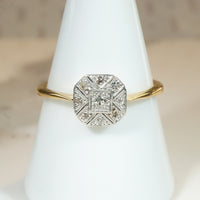 Octagonal Diamond-Set Platinum & 18ct Gold Ring