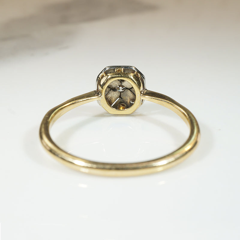 Octagonal Diamond-Set Platinum & 18ct Gold Ring