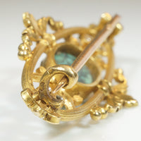 French Turquoise & 18k Gold Brooch with Diamond Sparks