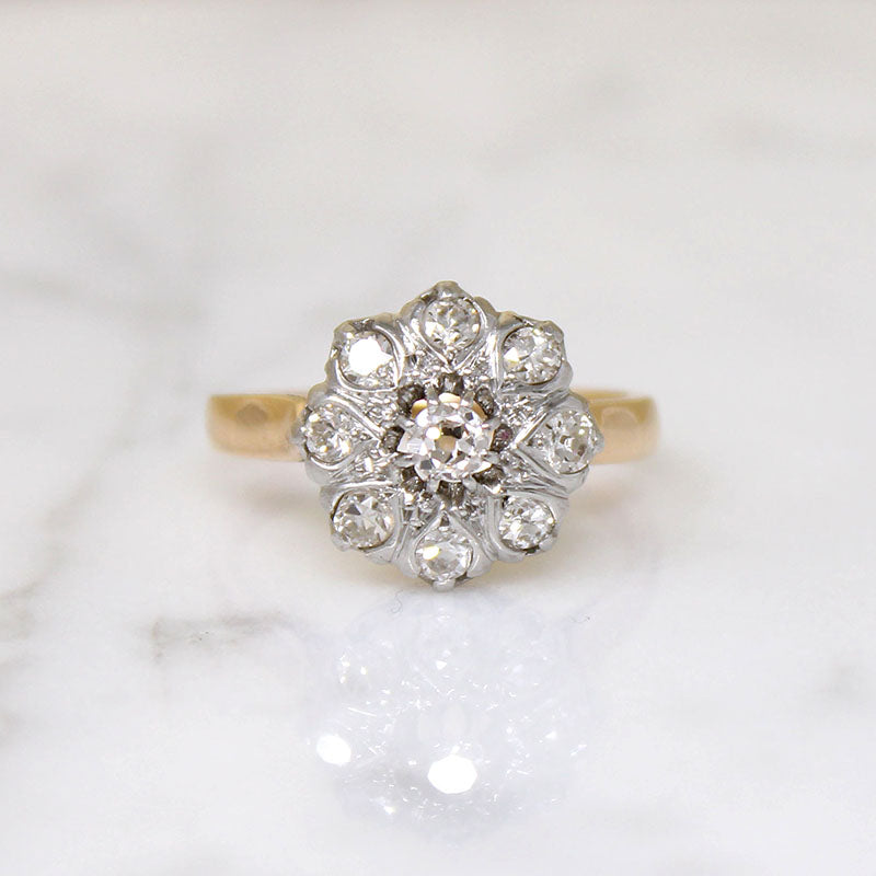 Vivacious 18k Two-Tone Mid Century Cluster Ring