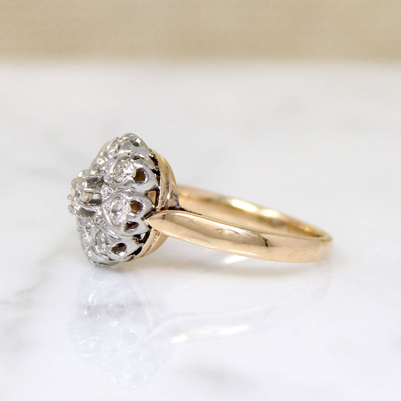 Vivacious 18k Two-Tone Mid Century Cluster Ring
