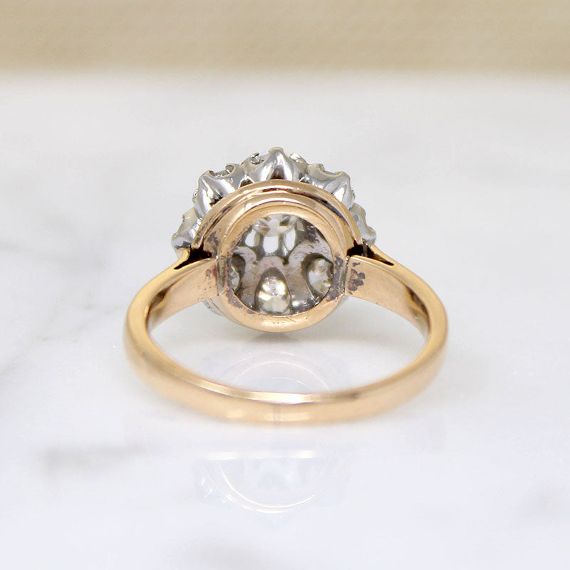 Vivacious 18k Two-Tone Mid Century Cluster Ring